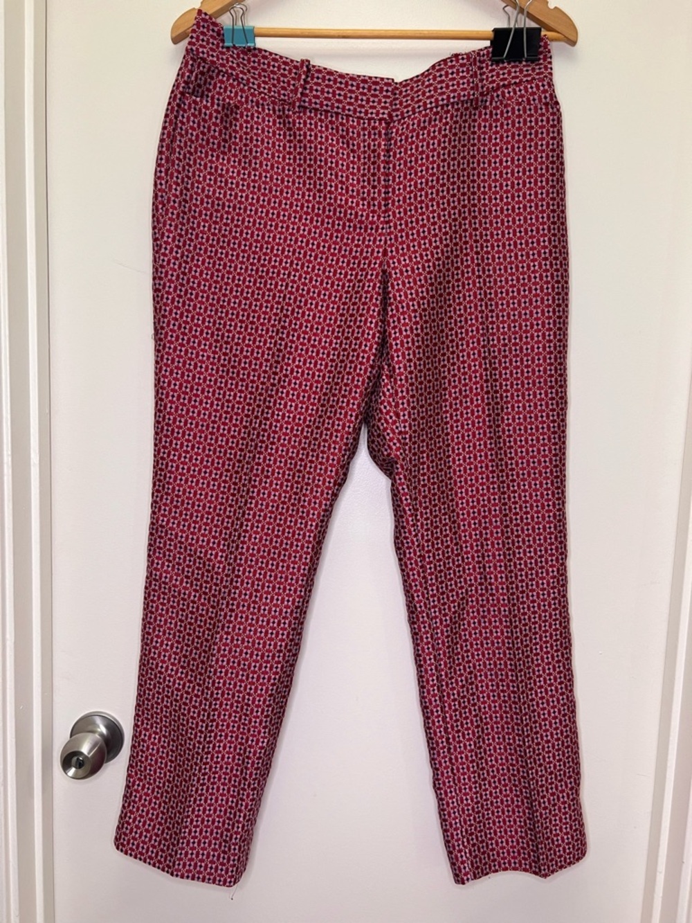 The Limited Red Jacquard Check Trousers Vintage Workwear Straight Leg Pants